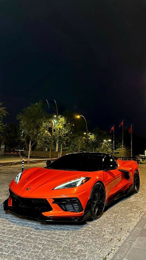 Corvette C8 Wallpaper, 2024 Corvette, Corvette Wallpaper, Orange Corvette, Chevy Corvette C8, Sports Cars Bugatti, C8 Corvette, Red Corvette, Corvette C8