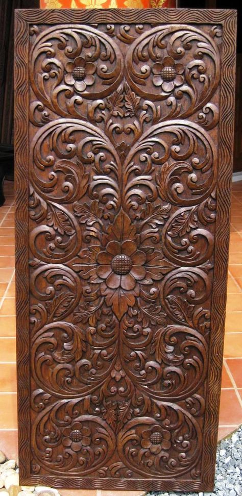 carved wood | Teak Panel/Teak Wood Panels/Teak Wood Carvings/Herds of Elephants Teak ... Wood Carving Doors Design, Wood Carved Door, Cnc Wood Carving Door Designs, Indian Teakwood Main Door Designs, Ornamental Wood Carving, Teak Wood Carving Door, Cnc Wood Carving, Hand Carved Teak, Carved Doors