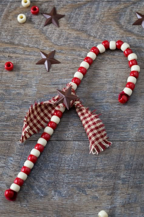 beaded candy cane ornament Beaded Candy Cane Ornaments, Christmas Crafts For Kids Easy, Crafts For Families, Easy Diy Christmas Crafts, Diy Christmas Crafts For Kids, Button Trees, Craft Ideas For Toddlers, Easy Holiday Crafts, Easy Christmas Crafts For Kids