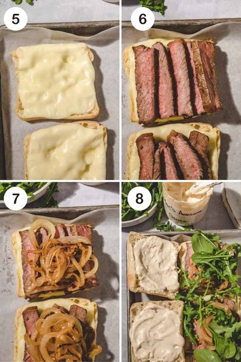 Ribeye Cheese Steak Recipes, Bbq Steak Sandwich, Steak Panini, What To Make With Ciabatta Bread, Grilled Steak Sandwich, Grilled Steak Sandwich Recipes, Steak And Cheese Sandwiches, Steak Sandwich Ideas, Steak Sandwich Sauce Recipes