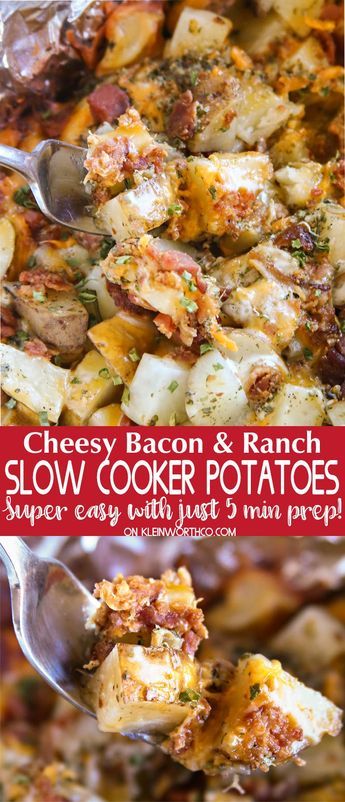 Cheesy Bacon Ranch Potatoes, Potato Recipes Crockpot, Bacon Ranch Potatoes, Slow Cooker Potatoes, Ranch Potatoes, Crock Pot Potatoes, Crockpot Ideas, Cheesy Potato, Cheesy Bacon