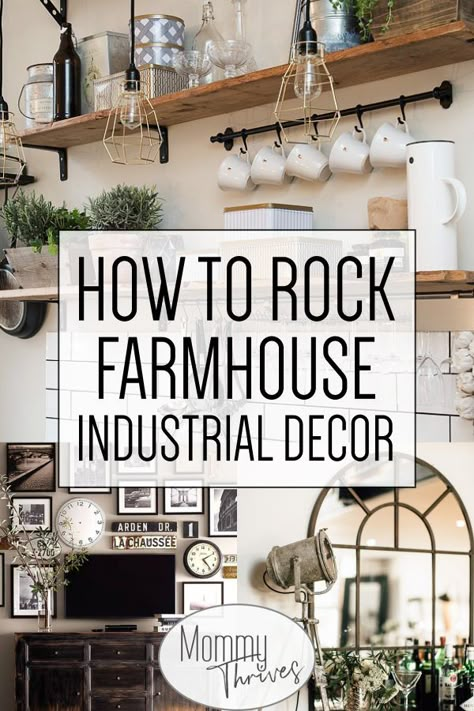 Home Decor Kitchen Decor Paintings Interior Design Farmhouse Industrial Decor, Industrial Farmhouse Living Room, Industrial Farmhouse Decor, Vintage Industrial Decor, Farmhouse Industrial, Industrial Livingroom, Industrial Living, Industrial Interior Design, Vintage Farmhouse Decor