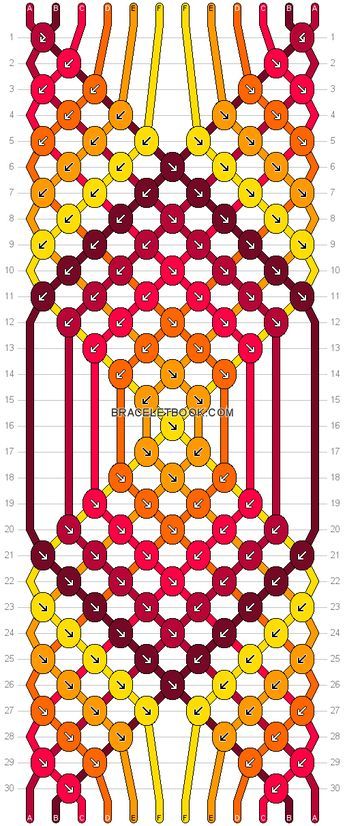 Friendship bracelet Pattern 16614 - 12 strings, 6 colours Friendship Patterns, Embroidery Floss Bracelets, Floss Bracelets, Embroidery Bracelets, Friendship Bracelets Designs, Bracelets With Meaning, Diy Friendship Bracelets Patterns, Bracelets Design, Learn Embroidery