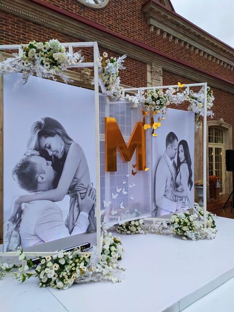 Vow Renewal Centerpiece Ideas, Wedding Photo Area Ideas, Boujee On A Budget Wedding, Engagement Party Luxury, Elegant Wedding Alter, Photo Area Party, Wedding Walkway Ideas Indoor, Engagement Proposal Ideas Surprise, Wedding Photo Area Backdrop Ideas