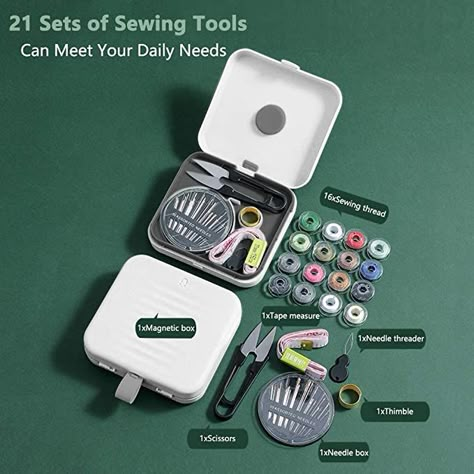 Sewing Kit Sewing Accessories Set with Magnetic Storage Box, Small DIY Hand Sewing Kit Sewing Kit Sewing Box Beginners Girls Adults Professional Mini Sewing Kit Accessories for Travel Household Emergency (White) : Amazon.de: Home & Kitchen Diy Travel Kits, Tailoring Accessories, Sewing Kit Gift, Sewing Kits Diy, School Emergency Kit, Mini Sewing Kit, Accessories Packaging, Travel Sewing Kit, Magnetic Storage