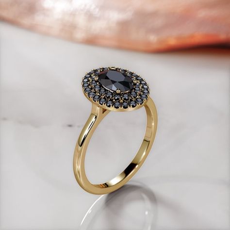 Black Diamond Ring, Yellow Goldw, Oval Black Diamond Engagement Ring, 14k Gold Diamond Ring, Black Engagement Ring, Black Diamond Jewelry - Etsy Unique Black Diamond Engagement Ring, Diamond Oval Engagement Ring, Rose Cut Diamond Jewelry, White Diamond Rings, Black Diamond Earrings Studs, Black Diamond Necklace, Black Diamond Engagement Ring, Black Diamond Studs, Black Diamond Jewelry