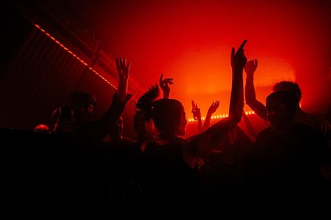 Cinematic Party Scene, Club Photography Nightclub, Party Cinematography, Concert Lights Aesthetic, Club Lights Aesthetic, Red Night Club, Red Light Photography, Partying Aesthetic, Nightclub Photography