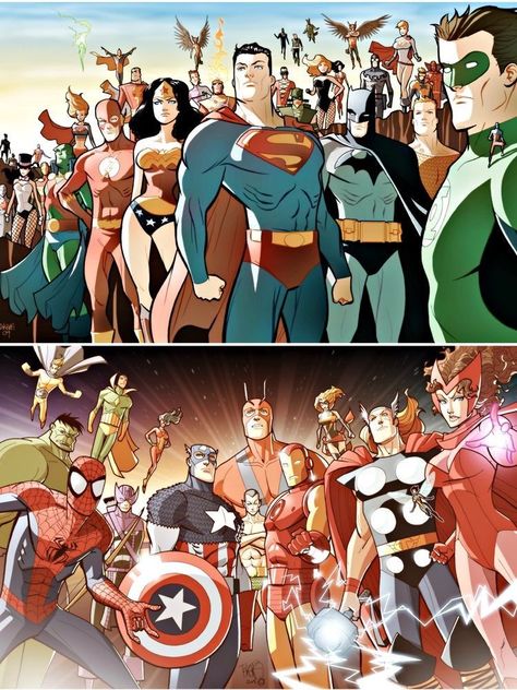 Marvel X Dc Crossover, Dc And Marvel Crossover Art, Dc Marvel Crossover, Marvel X Dc, Avengers Vs Justice League, Marcio Takara, Dc Vs Marvel, Dc Crossover, Dc Comics Vs Marvel