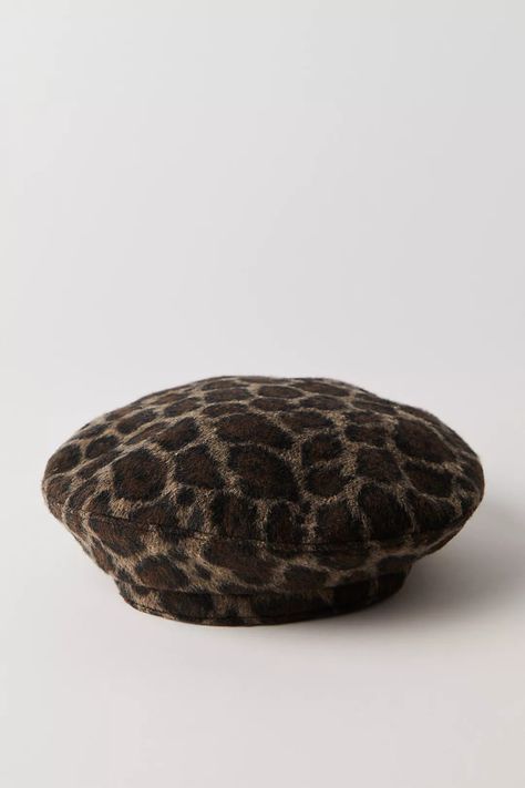 Penny Leopard Beret | Free People Leopard Hat, Leather Feathers, Leather Beret, Beige Hat, Womens Hats, Brown Fits, Palette Design, Color Palette Design, Leather Hats