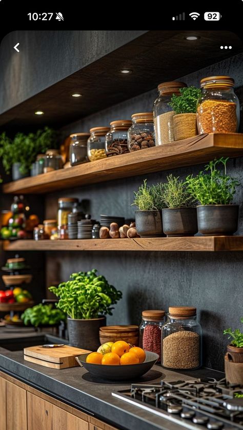 Kitchen Shelf Ideas, Desain Pantry Dapur, Modern Scandinavian Kitchen, Muted Earth Tones, Kitchen Shelf Decor, Rattan Baskets, Whitewashed Wood, Desain Pantry, Galley Kitchens