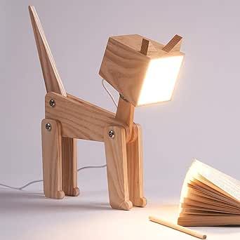 Aesthetic Meaning, Unique Bedside Tables, Wooden Desk Lamp, Wooden Lamps Design, Nordic Table, Dog Lamp, Cat Lamp, Traditional Light, Bedside Desk