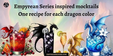 Empyrean Series Inspired Drinks (Dragons Edition) – Empyrean Riders Dragon Themed Drinks, Onyx Storm, Edible Gold Glitter, Empyrean Series, Juice Ice Cubes, Sparkling Mineral Water, Black Food Coloring, Mulling Spices, Themed Drinks