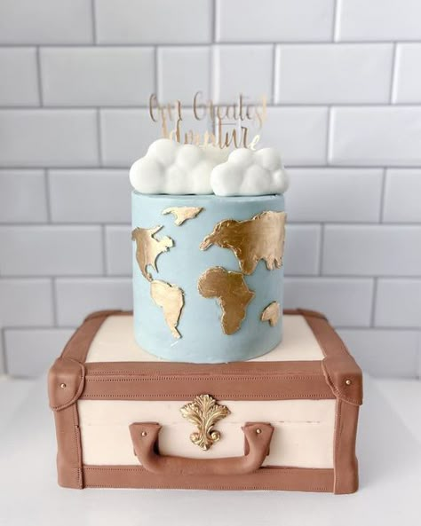 Adventure Awaits Cake Ideas, Travel Baby Shower Cake, Adventure Awaits Baby Shower Cake, Adventure Baby Shower Cake, Cake First Birthday Boy, Our Greatest Adventure Baby Shower Theme, Cookie Gender Reveal, Adventure Awaits Cake, Greatest Adventure Baby Shower Theme