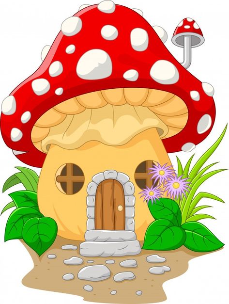 Cartoon mushroom house | Premium Vector #Freepik #vector #house #kids #building #nature Mushroom Houses, Cartoon Mushroom, House Cartoon, Mushroom Drawing, School Wall Art, Cartoon House, Mushroom House, House Illustration, Mushroom Art