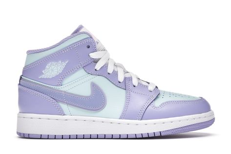 STYLE: 554725-500 COLORWAY: Purple/aqua-white Air Jordan 1 Mid Purple, Jordan 1 Mid Purple, Jordan Shop, Authentic Jordans, Jordan 1 High Og, Jordan Sneakers, Nike Dunk High, Sneakers Adidas, Valerian