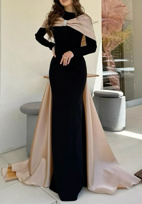 Classy Wedding Outfits, Elegant Dress Outfits, Satin Sleeves, Dress Outfits Party, Simple Frock Design, Satin Ball Gown, Classy Prom, Classy Gowns, Black Dresses Classy