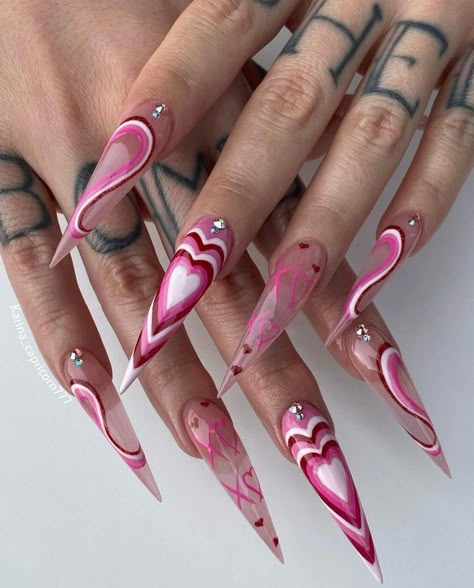 Capricorn Nails, Pink Stiletto Nails, Acrylic Nails Stiletto, Stilleto Nails Designs, Valentine Nail, Stiletto Nails Designs, Nail Designs Valentines, Dope Nail Designs, Nails Colors