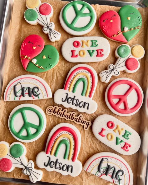 Yesterday we celebrated a sweet boy’s first birthday and there was nothing but love to go around for him! Happy 1st birthday Jetson! You are definitely loved ❤️💛💚 #1stbirthday #onelove #summervibes #onelovebirthdaycookies #onelovebirthday #decoratedcookies #decoratedcookies #sugarcookiesofinstagram #sugarcookies #sugarcookiemarketing One And Loved First Birthday, One Love First Birthday Party Theme, One Love Birthday Theme, Nothing But Love, Happy 1st Birthday, 1st Birthday Themes, Love Birthday, Girl Birthday Themes, Cookie Business