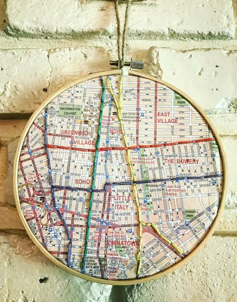 Custom Map Embroidery Hoops | Etsy City Embroidery Patterns, Maps Textiles, Travel And Memories, Selfmade Gifts, Architectural Embroidery, Cross Stitch Map, Embroidery Map, Map Embroidery, City Embroidery