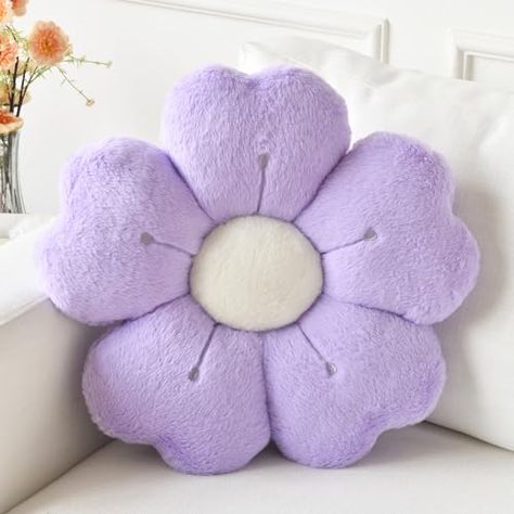 Flower Shaped Pillow, Room Decor Pillows, Floor Seating Cushions, Daisy Pillow, Lavender Throw Pillows, Flower Pillows, Floor Flower, Flower Plush, Purple Room Decor