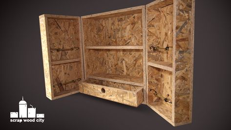 I made this cheap cabinet for my workshop out of OSB material. It is hanged on the wall with a french cleat sys... Osb Cabinets, French Cleat Storage, Cross Cut Sled, French Cleat System, Workshop Cabinets, Cheap Cabinets, Ikea Billy Bookcase, Shop Cabinets, Hanging Cabinet