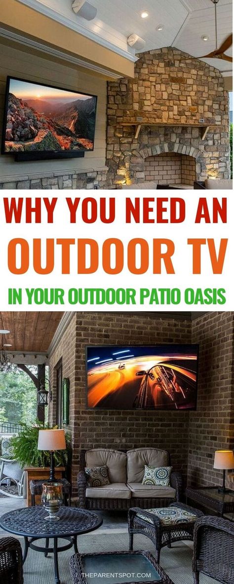 Gadgets And Gizmos For Men, Outdoor Tv Area, Diy Home Office Ideas, Deck Oasis, Outdoor Tvs, Patio Tv, Patio Set Up, Country Patio, Room Gadgets