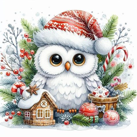 Free Printable Clipart | Facebook Christmas Clipart Free Printable, Winter Owls, Christmas Clipart Free, Free Printable Clip Art, Christmas Toppers, Winter Christmas Scenes, Winter Owl, Christmas Topper, Christmas Clip Art