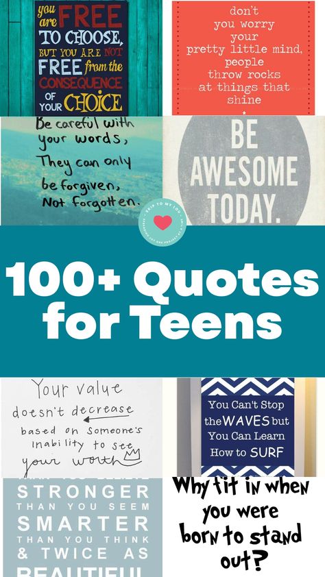 Looking for some inspiration to boost your self-esteem? Check out these short, positive quotes tailored just for teens. Let these inspirational words remind you of your strength and worth. Whether you're a teenage boy or girl, these quotes will resonate with you and empower you to overcome any challenges that come your way. Stay confident and stand tall with these uplifting messages specially crafted to uplift teenage spirits. Share them with friends who might also need a little motivation! Inspirational Teen Quotes, Quotes For Teenage Boys, Teen Inspirational Quotes, Motivational Quotes For Teens, Quotes For Teens Girls, Quotes For Teenagers, Positive Quotes For Teens, Inspirational Quotes For Teens, Skip To My Lou