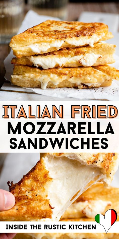 Fried Grilled Cheese Sandwich, Grilled Cheese Mozzarella, Mozzarella Grilled Cheese Sandwiches, Italian Grilled Cheese Sandwich, Dinner Recipes With Mozzarella Cheese, Grilled Mozzarella Sandwiches, Fancy Food Recipes, Mozzarella Grilled Cheese, Italian Grilled Cheese