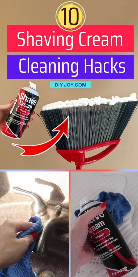 10 Cleaning Hacks With Shaving Cream Clean With Shaving Cream, Shaving Cream Cleaning Bathroom Floor, Uses For Shaving Cream, Shaving Cream Hacks, Shaving Cream Stain Remover, Cleaning With Shaving Cream, Shaving Cream Cleaning Hacks, Diy Dishwasher Cleaner, Shaving Cream Diy