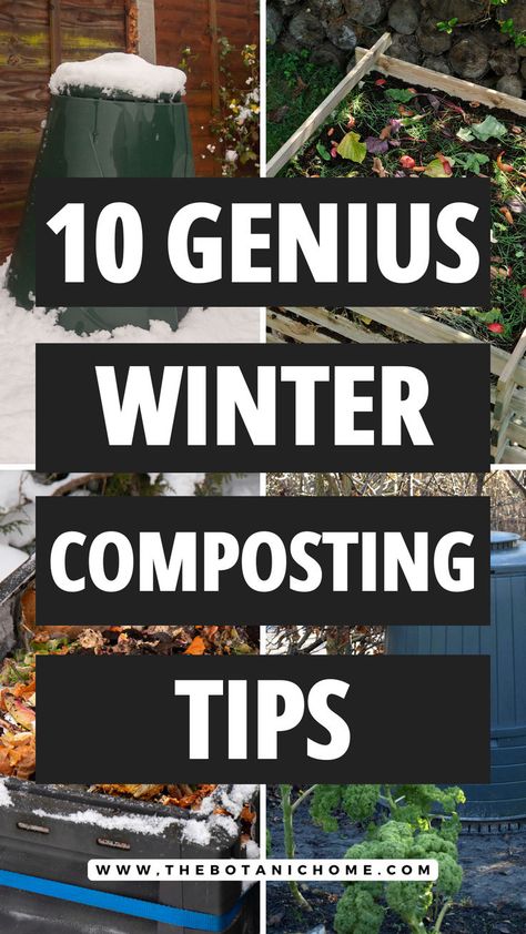 A cold winter scene featuring a compost tumbler and a compost bucket, showcasing winter composting techniques for beginners. Easy Compost Bin, Composter Diy, Compost Bin Ideas, Diy Compost Tumbler, Garden Compost Bin, Compost Diy, Easy Composting, Diy Compost Bin, Outdoor Compost Bin