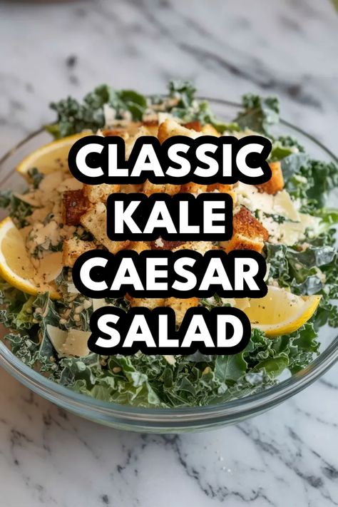 A photo of a  Classic Kale Caesar Salad a Kale Salad Recipes Sweetgreen Kale Caesar Recipe, Caesar Kale Salad, Kale Caesar Salad Recipes, Creamed Kale Recipes, Kardashian Salads Recipes, Kale Salad Dressing Recipes, Baby Kale Salad Recipes, Enchilada Slow Cooker, Lacinato Kale Recipe