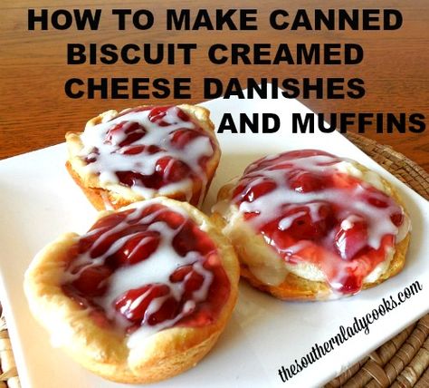 Recipe Using Canned Biscuits, Cream Cheese Danishes, Grand Biscuit Recipes, Pillsbury Biscuit Recipes, Cheese Danishes, Canned Biscuit, The Southern Lady Cooks, Southern Lady Cooks, Pillsbury Biscuits