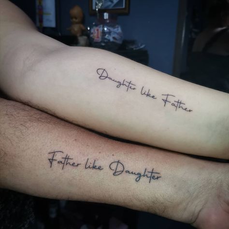 Matching Tattoo With Dad, Daughter Tattoo Quotes, Matching Dad Daughter Tattoos, Dad And Daughters Tattoo Ideas, Daughter And Father Tattoos, Daddy And Daughter Tattoos, Father Daughter Tattoos Meaningful, Dad Daughter Tattoo, Daughter And Father