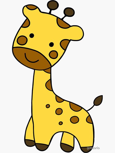 "Cute Cartoon Giraffe" Sticker for Sale by gossorio | Redbubble Giraffe Cute Cartoon, Girrafe Aesthetic Drawing, Giraffe Painting Easy, Minis Tatoos, Giraffe Sticker, Cute Giraffe Drawing, Giraffe For Kids, Giraffe Cute, Giraffe Cartoon