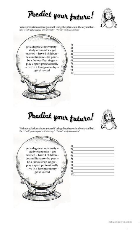 Future Simple Tense, Predicting Activities, 6th Grade English, Improve English Speaking, Halloween Lesson, English Language Test, Future Tense, Future Predictions, English Activities For Kids