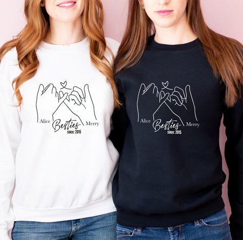 Friendship Besties Sweatshirt, Best Friends, Personalized Gifts, Friendship Gifts, Best Friend Tees, Girl Trip Sweatshirt, Sister Hoodie Gifts Best Friend, Girl Trip, Friends Tee, Gifts For Adults, Friendship Gifts, 50 50, Girls Trip, Best Friend, Spun Cotton