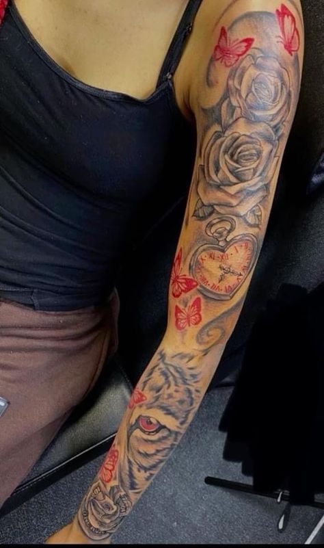 Full Woman Sleeve Tattoo, Girls Sleeve Tattoo Ideas Black Women, Cute Thigh Tattoos Women, Fye Tattoos, Growth Tattoos, Cute Shoulder Tattoos, Arm Tattoos Black, Cute Thigh Tattoos, Meaning Tattoos