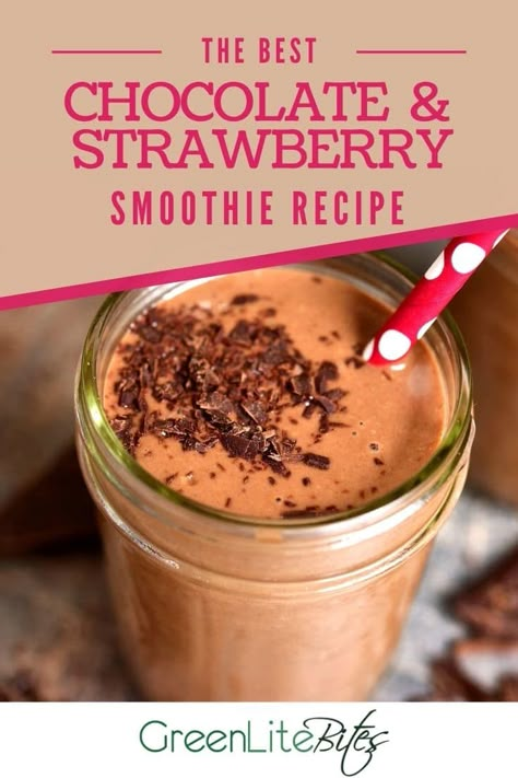 Chocolate Smoothie Recipes Healthy Protein Shakes, Healthy Chocolate Strawberry Smoothie, Chocolate Strawberry Protein Smoothie, Chocolate Strawberry Protein Shake, Chocolate Fruit Smoothie, Chocolate Covered Strawberry Smoothie, Smoothies With Chocolate Protein Powder, Chocolate Yogurt Smoothie, Healthy Chocolate Smoothie Recipes