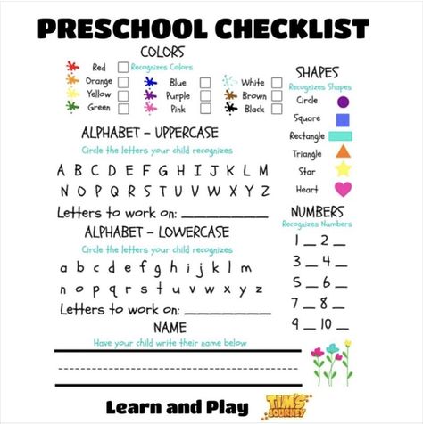 Assessment For Preschool Free Printable, Preschool Testing Sheets, Pre K Assessment Forms Free, Preschool Test, Preschool Assessment Forms, Preschool Checklist, Toddler Daycare Rooms, Data Walls, Planning Cycle