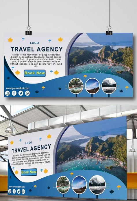 Travel Agency Signage Banner Design#pikbest#Templates Travel Agency Banner Design, Construction Billboard Design, Billboard Ideas, Standing Banner Design, Banner Signage, Travel Banner, Street Banners, Agency Office, Poster Template Free