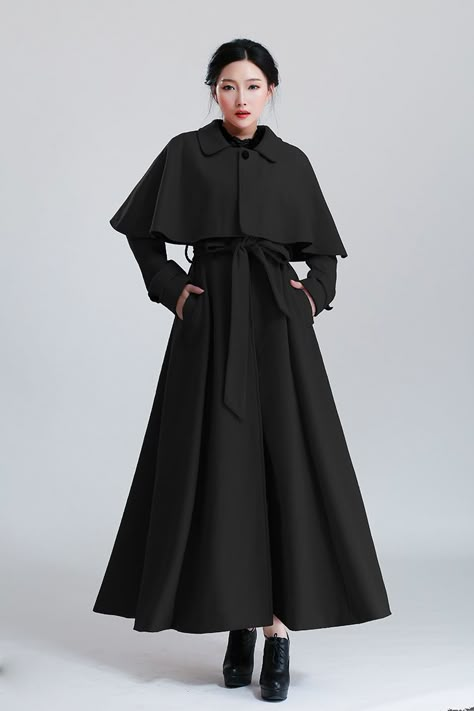 가을 패션, Fantasy Fashion, Mode Vintage, Mode Inspiration, Costume Design, Black Coat, Look Fashion, Modest Fashion, Pretty Outfits