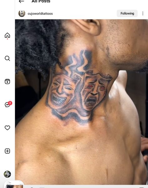 Creative Neck Tattoos For Men, Men S Tattoo Neck, Small Neck Tats Men, Simple Hood Tattoos, Whole Neck Tattoo Men, Hard Neck Tattoos For Men, Center Neck Tattoo, Neck Tattoos For Men Black, Hard Tattoo Designs