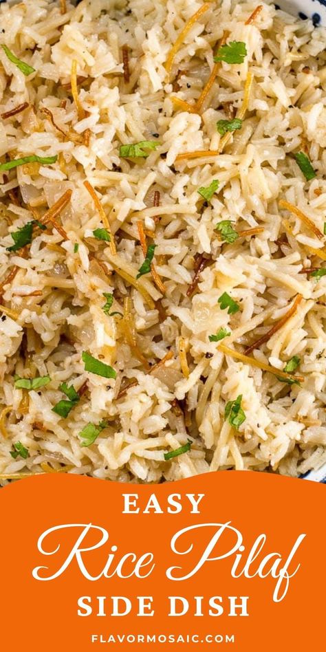 Rice With Noodles Recipes, Jasmine Rice Pilaf Recipe Easy, Butter Rice Pilaf, Rice With Vermicelli Recipes, Chicken And Seasoned Rice, Orzo Cooked In Chicken Broth, Rice Pilaf For Fish, Gf Rice Pilaf, Seasoned Rice Recipes Side Dishes