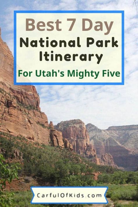 Utah National Park Itinerary from Las Vegas | The Mighty 5 | Carful of Kids The Mighty 5 Utah, Utah Roadtrip, Utah National Parks Road Trip, Utah Parks, 7 Day Itinerary, National Park Lodges, Vacation 2024, National Park Itinerary, National Parks Road Trip