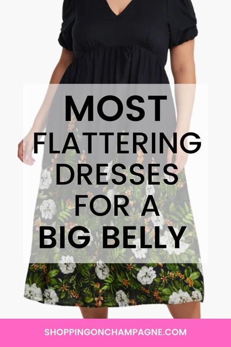 Flattering Dresses for a Big Belly — Shopping on Champagne | Nancy Queen | Fashion Blog Elegant Loose Dresses, Casual Womens Dresses, Flattering Dresses For Big Belly, How To Hide Your Big Belly, Dresses For Short Waisted Women, Apple Shaped Dresses, Dresses For Apple Shaped Women Over 40, How To Dress When You Have A Big Belly, Casual Dresses For Women Over 50