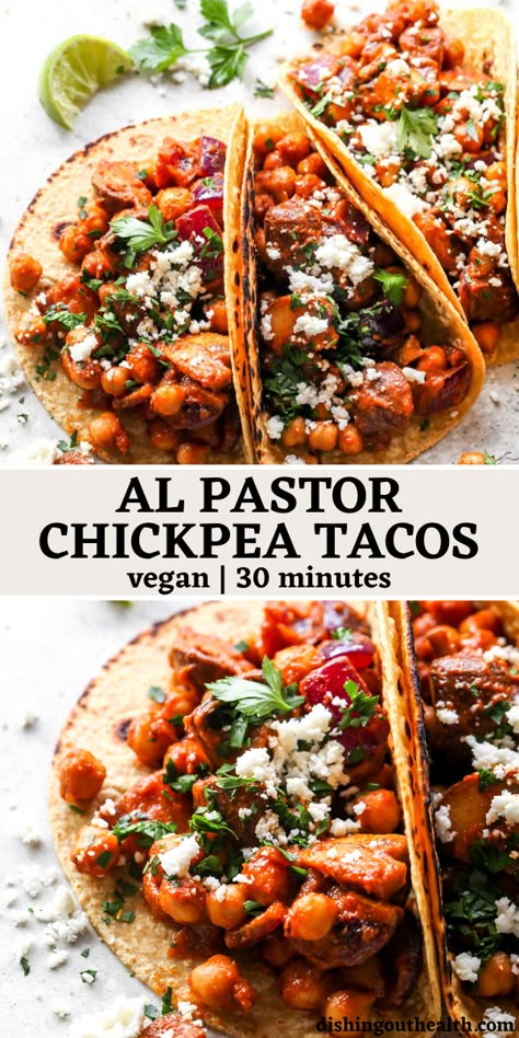 Chickpea Taco Meat, Chickpea Tacos Recipes, Vegetarian Barrio Tacos, Chickpea Taco, Non Red Meat Meals, Mexican Food Recipes Vegan, Healthy Vegan Mexican Recipes, Vegan Mexican Meals, Plant Based Mexican Recipes