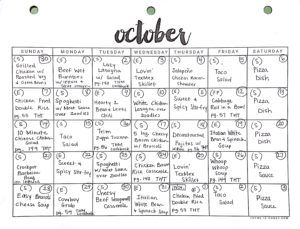 October Monthly Dinner Meal Plan Keto Eating Plan, November Dinner, Chicken Bacon Salad, Delicious Fall Recipes, Thm Meal Plans, Dinner Meal Plan, Chicken Lentil, Camping Meal Planning, Menu Sans Gluten