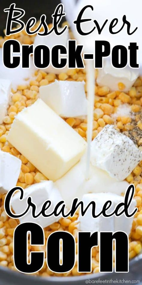 Crock-Pot Creamed Corn needs to be on your holiday table. Cream Corn Crockpot, Cream Corn Recipe Crock Pot, Rudys Creamed Corn, Cream Corn Recipe, Crock Pot Corn, Slow Cooker Creamed Corn, Corn Recipes Side Dishes, Cream Cheese Corn, Creamed Corn Recipes