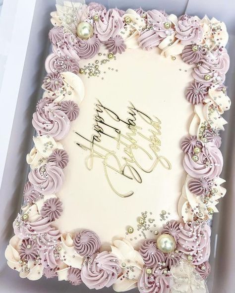 Birthday Cake For Women Rectangle, Anniversary Cake Rectangle, Purple Birthday Cake Rectangle, Square Anniversary Cake Designs, 50th Birthday Cake For Women Sheet Cake, Sheet Cake Topper Ideas, Birthday Cake With Message, Purple Sheet Cakes, Rectangular Birthday Cake Ideas